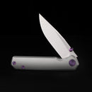 FerraMonster Kroma FM23008-A – 2.95" Satin Elmax Folding Knife, Grey Titanium Handle, Frame Lock Gentleman’s EDC