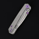 FerraMonster Kroma FM23008-A – 2.95" Satin Elmax Folding Knife, Grey Titanium Handle, Frame Lock Gentleman’s EDC