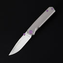 FerraMonster Kroma FM23008-A – 2.95" Satin Elmax Folding Knife, Grey Titanium Handle, Frame Lock Gentleman’s EDC