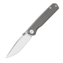 FerraMonster Kroma FM23008-B – 2.95" Satin Elmax Folding Knife, Bead Blast Stonewash Titanium Handle, Frame Lock Gentleman’s EDC