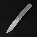 FerraMonster Kroma FM23008-B – 2.95" Satin Elmax Folding Knife, Bead Blast Stonewash Titanium Handle, Frame Lock Gentleman’s EDC