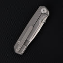 FerraMonster Kroma FM23008-B – 2.95" Satin Elmax Folding Knife, Bead Blast Stonewash Titanium Handle, Frame Lock Gentleman’s EDC