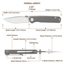 FerraMonster Kroma FM23008-B – 2.95" Satin Elmax Folding Knife, Bead Blast Stonewash Titanium Handle, Frame Lock Gentleman’s EDC