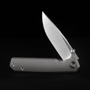 FerraMonster Kroma FM23008-B – 2.95" Satin Elmax Folding Knife, Bead Blast Stonewash Titanium Handle, Frame Lock Gentleman’s EDC