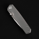 FerraMonster Kroma FM23008-B – 2.95" Satin Elmax Folding Knife, Bead Blast Stonewash Titanium Handle, Frame Lock Gentleman’s EDC