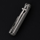 FerraMonster Kroma FM23008-B – 2.95" Satin Elmax Folding Knife, Bead Blast Stonewash Titanium Handle, Frame Lock Gentleman’s EDC