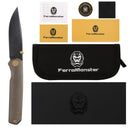 FerraMonster Kroma FM23008-C – 2.95" Black Stonewash Elmax Folding Knife, Bronze Stonewash Titanium Handle, Frame Lock Gentleman’s EDC
