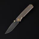 FerraMonster Kroma FM23008-C – 2.95" Black Stonewash Elmax Folding Knife, Bronze Stonewash Titanium Handle, Frame Lock Gentleman’s EDC