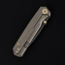 FerraMonster Kroma FM23008-C – 2.95" Black Stonewash Elmax Folding Knife, Bronze Stonewash Titanium Handle, Frame Lock Gentleman’s EDC
