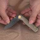 FerraMonster Kroma FM23008-C – 2.95" Black Stonewash Elmax Folding Knife, Bronze Stonewash Titanium Handle, Frame Lock Gentleman’s EDC