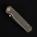 FerraMonster Kroma FM23008-C – 2.95" Black Stonewash Elmax Folding Knife, Bronze Stonewash Titanium Handle, Frame Lock Gentleman’s EDC