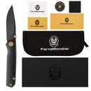 FerraMonster Kroma FM23008-D – 2.95" Black Elmax Folding Knife, Titanium Handle, Frame Lock Gentleman’s EDC
