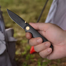 FerraMonster Kroma FM23008-D – 2.95" Black Elmax Folding Knife, Titanium Handle, Frame Lock Gentleman’s EDC