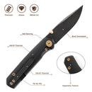 FerraMonster Kroma FM23008-D – 2.95" Black Elmax Folding Knife, Titanium Handle, Frame Lock Gentleman’s EDC