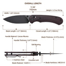 FerraMonster Spectrum CP FM23004CP-B – 3.31" Black Stonewash 154CM Blade, Red Micarta Crossbar Lock EDC Knife