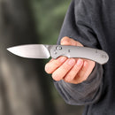 FerraMonster Spectrum FM23004-A – 3.31" Satin M390 Blade, Grey Titanium Crossbar Lock EDC Knife