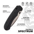 FerraMonster Spectrum FM23004-B – 3.31" Black DLC M390 Blade, Black Titanium Crossbar Lock EDC Knife