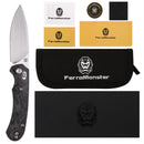 FerraMonster Spectrum FM23004-C – 3.31" Satin M390 Blade, Black Marble Carbon Fiber Crossbar Lock Knife