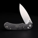 FerraMonster Spectrum FM23004-C – 3.31" Satin M390 Blade, Black Marble Carbon Fiber Crossbar Lock Knife
