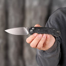 FerraMonster Spectrum FM23004-C – 3.31" Satin M390 Blade, Black Marble Carbon Fiber Crossbar Lock Knife