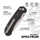 FerraMonster Spectrum FM23004-C – 3.31" Satin M390 Blade, Black Marble Carbon Fiber Crossbar Lock Knife
