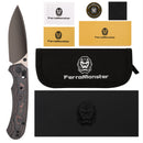 FerraMonster Spectrum FM23004-D – 3.31" Black DLC M390 Blade, Copper Foil Carbon Fiber Crossbar Lock Knife