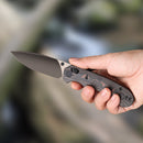 FerraMonster Spectrum FM23004-D – 3.31" Black DLC M390 Blade, Copper Foil Carbon Fiber Crossbar Lock Knife
