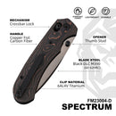 FerraMonster Spectrum FM23004-D – 3.31" Black DLC M390 Blade, Copper Foil Carbon Fiber Crossbar Lock Knife