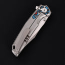 FerraMonster Valken FM23005-A – 3.46" M390 Belt Satin Clip Point Blade, Titanium Frame Lock with Nebula FatCarbon Inlay