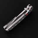 FerraMonster Valken FM23005-A – 3.46" M390 Belt Satin Clip Point Blade, Titanium Frame Lock with Nebula FatCarbon Inlay