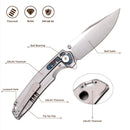 FerraMonster Valken FM23005-A – 3.46" M390 Belt Satin Clip Point Blade, Titanium Frame Lock with Nebula FatCarbon Inlay