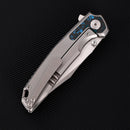 FerraMonster Valken FM23005-B – 3.46" M390 Belt Satin Clip Point Blade, Titanium Frame Lock with Arctic Storm FatCarbon Inlay