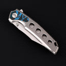 FerraMonster Valken FM23005-B – 3.46" M390 Belt Satin Clip Point Blade, Titanium Frame Lock with Arctic Storm FatCarbon Inlay