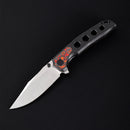 FerraMonster Valken FM23005-C – 3.46" M390 Belt Satin Clip Point Blade, Titanium Frame Lock with Mars FatCarbon Inlay