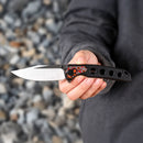 FerraMonster Valken FM23005-C – 3.46" M390 Belt Satin Clip Point Blade, Titanium Frame Lock with Mars FatCarbon Inlay
