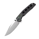 FerraMonster Valken FM23005-D – 3.46" M390 Belt Satin Clip Point Blade, Titanium Frame Lock with Toxic Storm FatCarbon Inlay