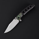 FerraMonster Valken FM23005-D – 3.46" M390 Belt Satin Clip Point Blade, Titanium Frame Lock with Toxic Storm FatCarbon Inlay