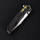 FerraMonster Valken FM23005-D – 3.46" M390 Belt Satin Clip Point Blade, Titanium Frame Lock with Toxic Storm FatCarbon Inlay