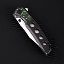 FerraMonster Valken FM23005-D – 3.46" M390 Belt Satin Clip Point Blade, Titanium Frame Lock with Toxic Storm FatCarbon Inlay