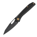 FerraMonster Xandros FM23007-B – 3.23" Black Stonewash S90V Folding Knife, Black Titanium Handle, Frame Lock EDC