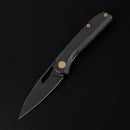 FerraMonster Xandros FM23007-B – 3.23" Black Stonewash S90V Folding Knife, Black Titanium Handle, Frame Lock EDC