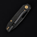 FerraMonster Xandros FM23007-B – 3.23" Black Stonewash S90V Folding Knife, Black Titanium Handle, Frame Lock EDC