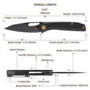 FerraMonster Xandros FM23007-B – 3.23" Black Stonewash S90V Folding Knife, Black Titanium Handle, Frame Lock EDC