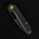 FerraMonster Xandros FM23007-B – 3.23" Black Stonewash S90V Folding Knife, Black Titanium Handle, Frame Lock EDC