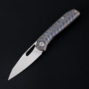 FerraMonster Xandros FM23007-C – 3.23" S90V Folding Knife, Tiger Stripe Flamed Titanium Handle, Frame Lock EDC