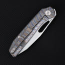 FerraMonster Xandros FM23007-C – 3.23" S90V Folding Knife, Tiger Stripe Flamed Titanium Handle, Frame Lock EDC