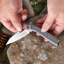 FerraMonster Xandros FM23007-C – 3.23" S90V Folding Knife, Tiger Stripe Flamed Titanium Handle, Frame Lock EDC