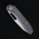 FerraMonster Xandros FM23007-C – 3.23" S90V Folding Knife, Tiger Stripe Flamed Titanium Handle, Frame Lock EDC