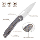 FerraMonster Xandros FM23007-C – 3.23" S90V Folding Knife, Tiger Stripe Flamed Titanium Handle, Frame Lock EDC