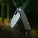 KB Socius Folding Knife 3.46" S90V Tanto Blade Flame Anodized Titanium Handle KB300B
